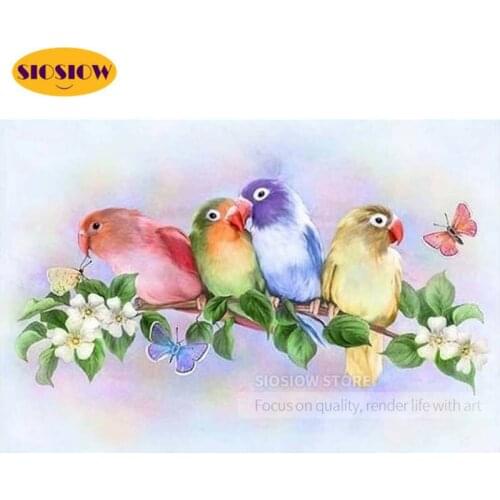 SIOSIOW 5d Diamond Painting Bird Cross Stitch Full Square Pictures Of Rhinestones Diamond Embroidery Animals Living Room Decor