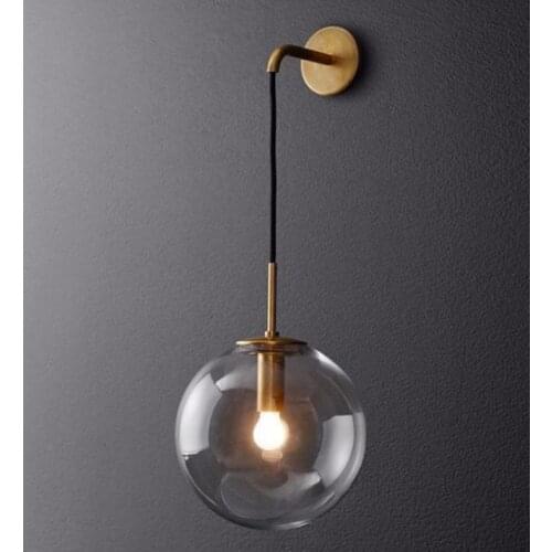 Modern led glass ball wall light industrial living room restaurant bar bedroom lamp