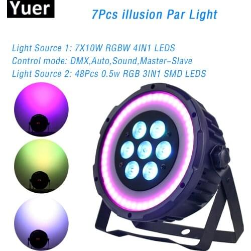 Led Par Light 7x10W DJ Par Light Wash Disco Light 48X0.5W RGB 3IN1 Mini Led Plastic Party Event Stage Effect Dance Home DMX512