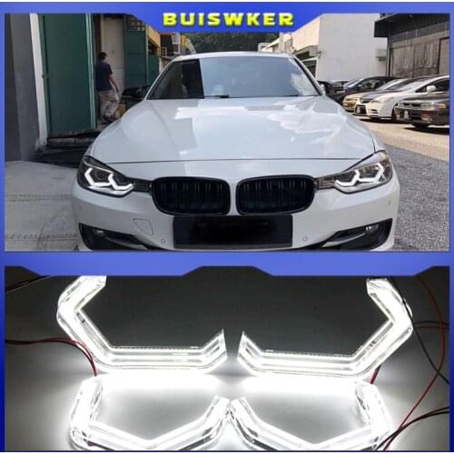 LED Angel Eyes M4 Style Iconic For BMW 2 3 4 Series F30 F31 F32 F34 E90 E60 F10 F80 F82 F83 Xenon/Halogen Lens Headlight DTM DRL