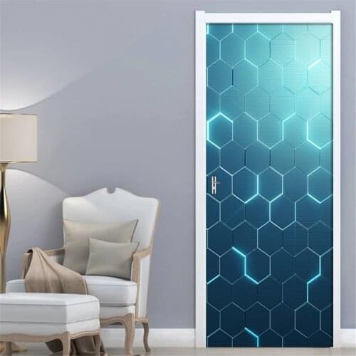 Technology Blue Line Home Decor DIY Door PVC Waterproof Print Classical Sticker Self Adhesive Art Paper Bedroom Decals Sea Water