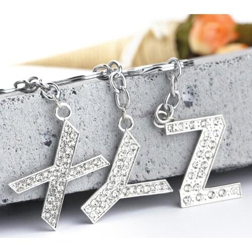 Creative Silver Plated Key Ring 26 English Word English Letter Key Chain Glitter Resin Unisex Fashion Key Chain Accessory Gifts
