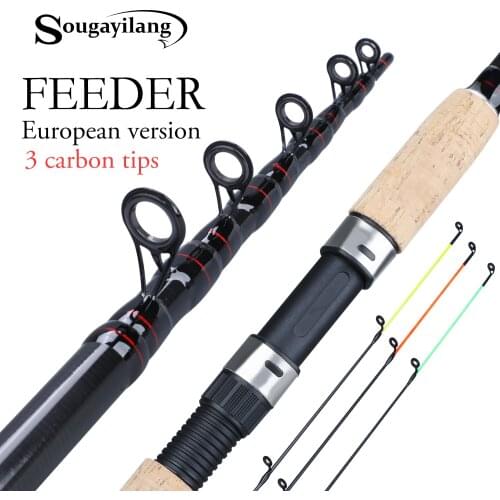 Sougayilang 3.0-3.6m Feeder Fishing Rod 2/6 Sections TelescopicSpinning Travel Rod Pesca Carp Feeder 60-180g Pole Fish Tackle