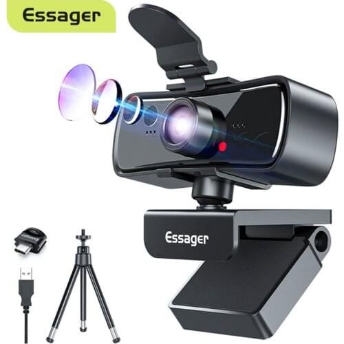 Essager C3 1080P Webcam Full HD Web Camera For PC Computer Mac Laptop Youtube Autofocus USB WebCamera With Microphone Tripods