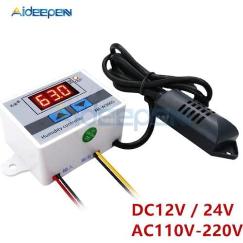 XH-W3005 W3005 DC12V 24V AC110V-220V Digital Humidity Controller Hygrometer Humidity Control Switch 0~99%RH With Humidity Sensor