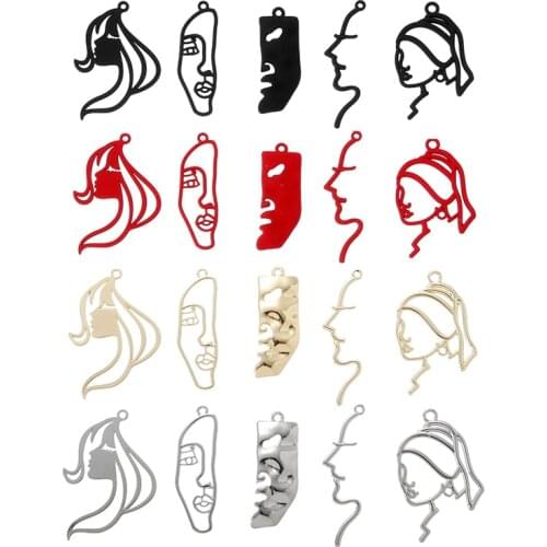 YuenZ 7 pcs High quality Spray paint Beauty Face Charm Woman Earring DIY Charms for Jewelry Making