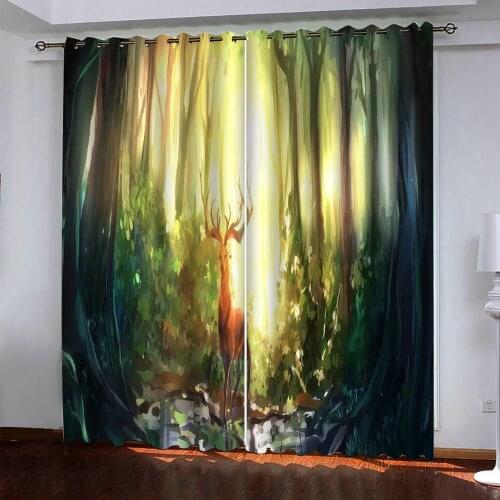 Green forest curtains Customized size Luxury Blackout 3D Window Curtains For Living Room blackout curtains