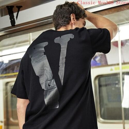 New VLONE short-sleeved mens gray big V black friday loose trendy T-shirt women