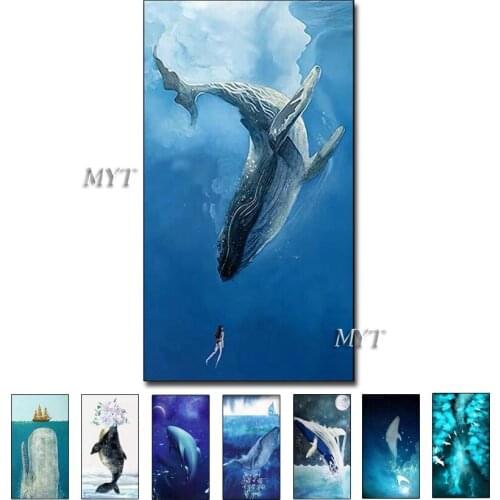 100% Handpainted Dolphin Picture Wall Realistic Oil Painting Handmade Canvas Wall Art Modern Home Decoration Piece Paintings Art