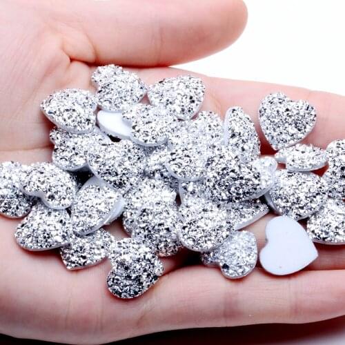 40PCS 14mm Crystal AB Colors Heart Mineral Surface Resin Rhinestone Dotted Gems Beads For Scrapbooking Wedding Decoration Crafts