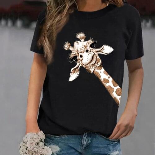 40# Women T Shirt Casual Long Sleeve O-neck Giraffe Printed Tops Tshirts Female Autumn Winter New Arrival Sweatshirt Футболка