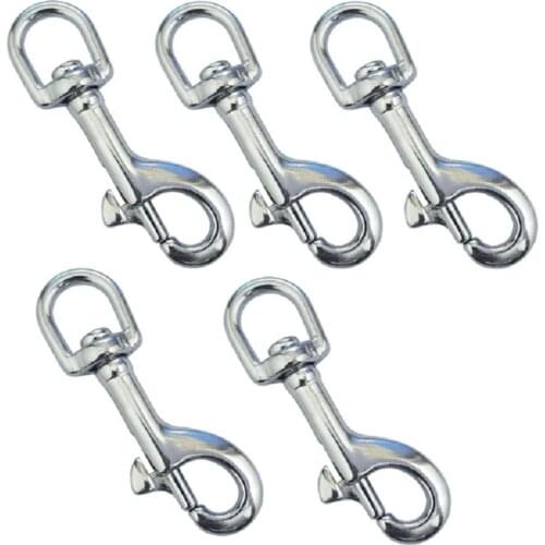 5PCS 316 Stainless Steel 80mm Swivel Eye Snap Hook Dive Single Ended Swivel Eye Bolt Hook Buckle Dog Clip Gear Equipment
