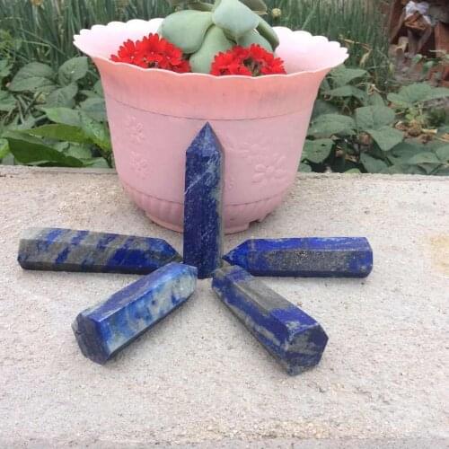 5pcs superior 100% natural lapis lazuli Crystal wand gemstone meditation chakra healing stone as birthday present