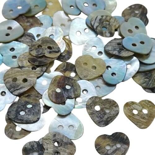50Pcs/pack 2 Holes Mother of Pearl Heart Shell Sewing Buttons Scrapbooking Knopf Bouton DIY Apparel Accessories 13mm