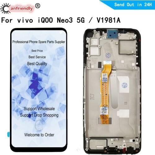 6.57" LCDs For Vivo IQOO NEO 3 LCD Display Touch panel Screen sensor Digitizer module with frame Assembly for IQOO NEO3 V1981A