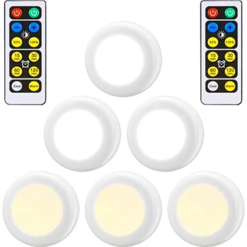 Wireless Dimmable LED Light Touch Sensor Warm White +White Under Cabinet Light Wardrobe Closet Kitchen Battery Remote Night Lamp