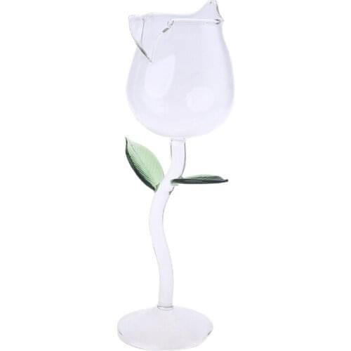 Wine Glass Rose Flower Shape Goblet Lead-Free Red Wine Cocktail Glasses Home Wedding Party Barware Drinkware Gifts