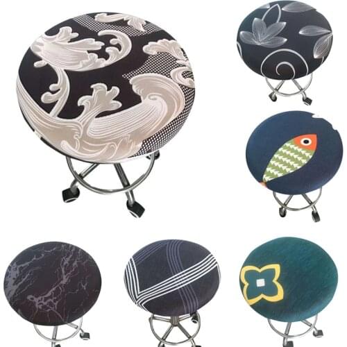 Floral Printed Round Chair Cover Solid Colors Seat Cover Bar Stool Cover For Home Dentist Hair Salon Restaurant Banquet 2021 new
