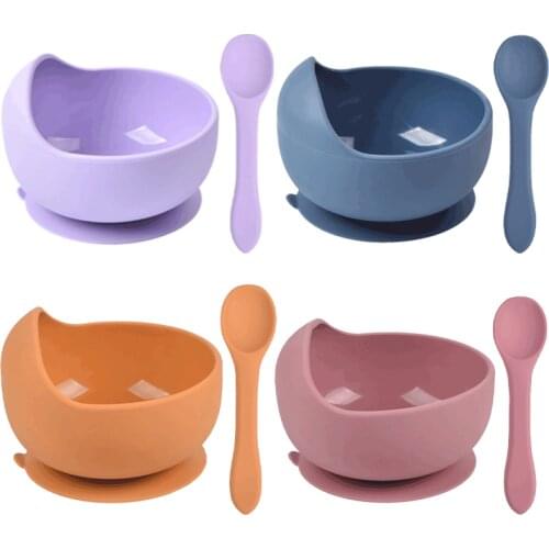 Baby Bowl Food Grade Silicone BPA Free Feeding Training Tableware Childrens Suction Bowl Plate Set Dishes For Baby Kitchenware