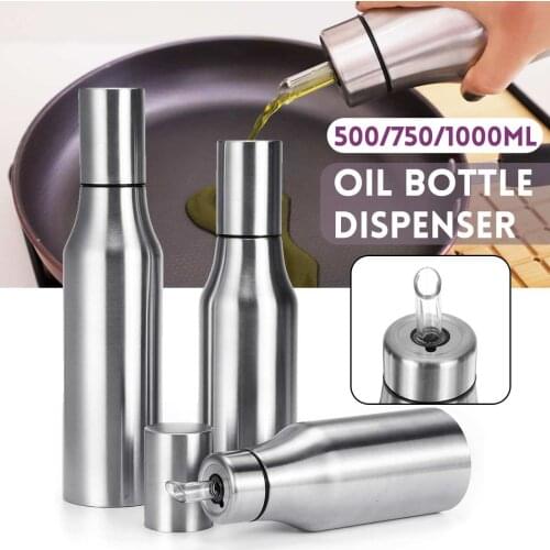 Stainless Steel Gravy Boat Oil Dispenser Leak-Proof Oiler Spice Jar Kitchen Creative Cruet Olive Oil Bottle 500ml/750ml/1000ml