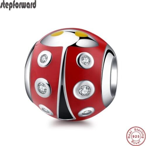 Good Quality Popular Animal Design Silver Jewelry 925 Sterling Silver Ladybird Charm Fit Bracelet Pendant Authentic Jewelry Gift