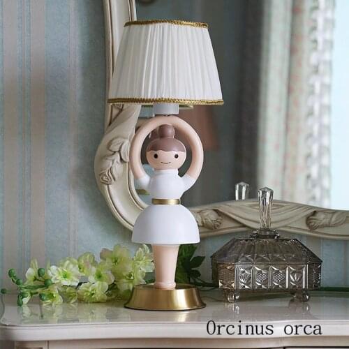 Cartoon creative revolving ballet desk lamp girl bedroom childrens room lamp modern simple doll resin desk lamp free shipping