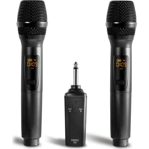 2Pcs K380S Portable Smart Wireless Microphone Handheld Mic with USB Receiver Karaoke KTV Party Music Microphone for Singing