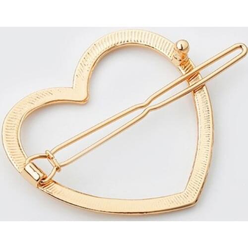 Minimalist Minimalist Love Heart Shape Hair Clips Women Hollow Metal Alloy Hairpin Clamps Metallic Polished Glitter Barrettes
