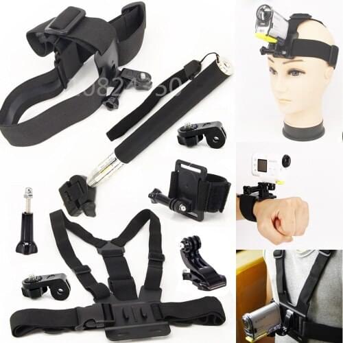 6in1 1set Monopod Mount Accessories Wrist strap screw Handheld Monopod For Sony Action Cam HDR-AS15 AS20 AS30V AS100V AS200V