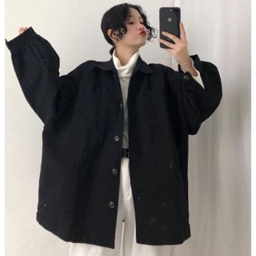 Spring and autumn Korean version of Harajuku port style loose and versatile windbreaker oversize tooling coat female