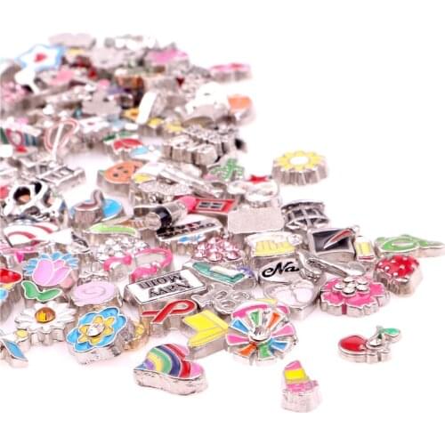 New Arrival 20pcs Mix Lot Floating Enamel Charms Fit Glass Memory Magnet Locket Pendant Women Gifts Jewelry