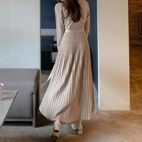 New arrival comfortable fashion solid knit elastic basic dress temperamental work style fresh elegant vintage cute a-line dress