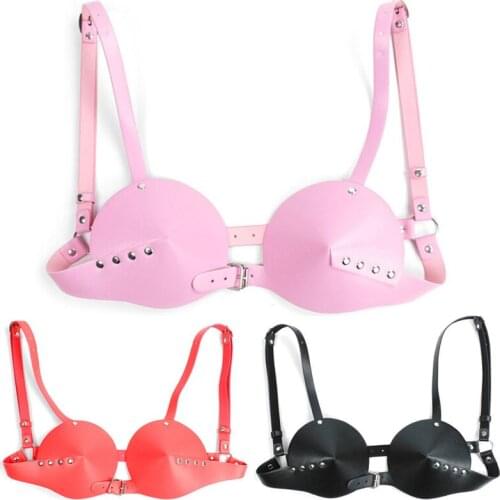 One Piece Adult Fetish Breast Bondage Sexy PU Leather Bra Lingerie Erotic Restraint For Female Women Resistance Bands