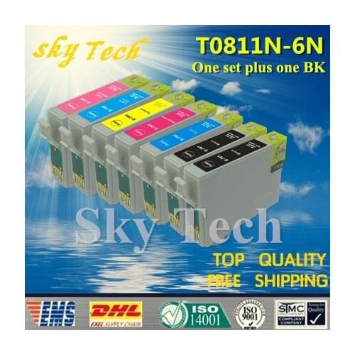 One set Plus One BK Compatible Cartridge For T0811N - T0816N , For Epson T50 R290 RX610 RX690 TX650 TX700W TX710W TX800FW etc
