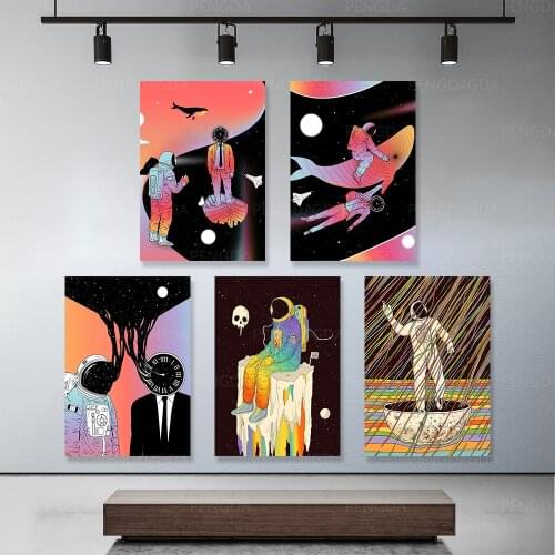 Poster Printings Modular Astronaut Dolphin Abstract Canvas Painting Framework Modern Home Living Room Wall Art Decor HD Pictures