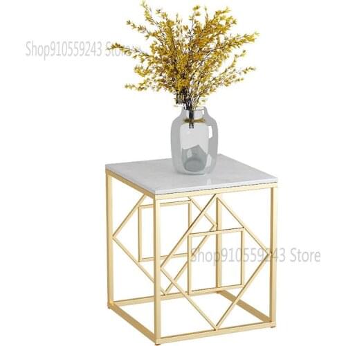 Custom Nordic Light Luxury Marble Side Table Simple Small Coffee Table Living Room Sofa Side Cabinet Bedroom Corner Table Bedsid