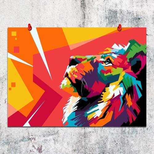 Canvas Poster Pop The Lion Wall Art Painting Posters and Prints Nordic Wall Pictures for Home Decor No Framed