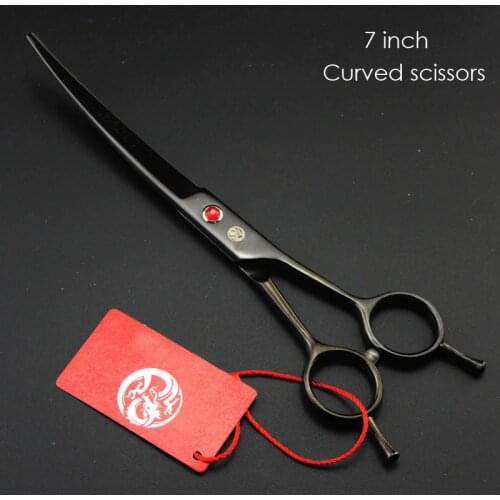 Professional Japan 6CR Stainless Steel Pet Grooming Scissors Curved Hair Scissors For Cat And Dog Barber Shears 7 INCH Cutting