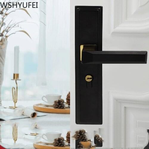 Simple Bedroom Bathroom Black Door Handle Small 50 Mute Zinc Alloy Anti-theft Household Lock Core Hardware Accessories