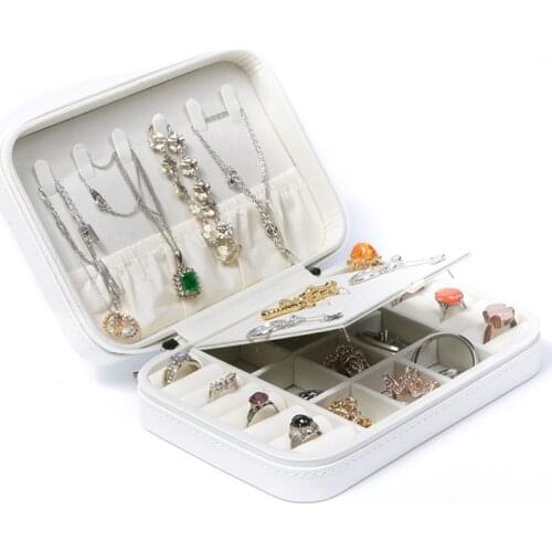 12*17*4.5cm 2021 Jewelry Organizer Portable Jewelry Box Leather Storage Box Display Travel Jewelry Case Boxe Organizador Joyero