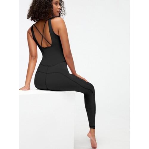 Sexy Cross Back Sport Suit Tight Dance Yoga Set Quick dry Fitness Jumpsuit Sportswear Women Gym Running Training Athletic Suit