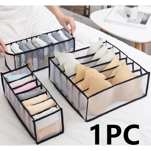 6/7/11 Grids Pink Household Foldable Mesh Underwear Storage Box Socks Bra And Panty Bedroom Drawer Lattice Storage Accessories