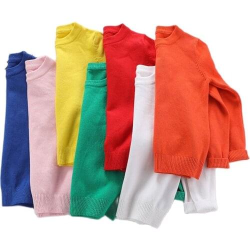 Pure Color Baby Girl Wool Sweater 2020 Knitted Shirt Spring Autumn Outfit Toddler Boy Clothes College Style Kids Cotton Pullover