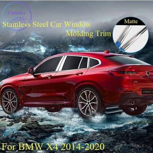Stainless Steel Bar Car Window Molding Trim for BMW X4 2014-2020 Car Door Window Bright Strip Decoration Accessory