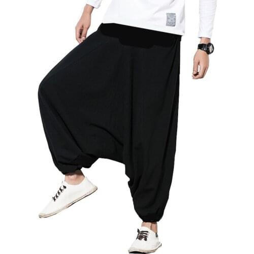 Plus size Streetwear Harem Pants Men Hip-hop Drop Crotch Cotton Joggers Wide Leg Pants Nepal Trousers Pantalon Hombre 4XL 5XL