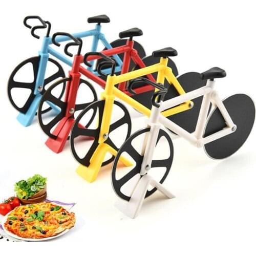 Bicycle Pizza Cutter Wheel Stainless Steel Plastic Bike Roller Pizza Chopper Slicer Kitchen Gadget Pizza Cutter Knives AX-2011