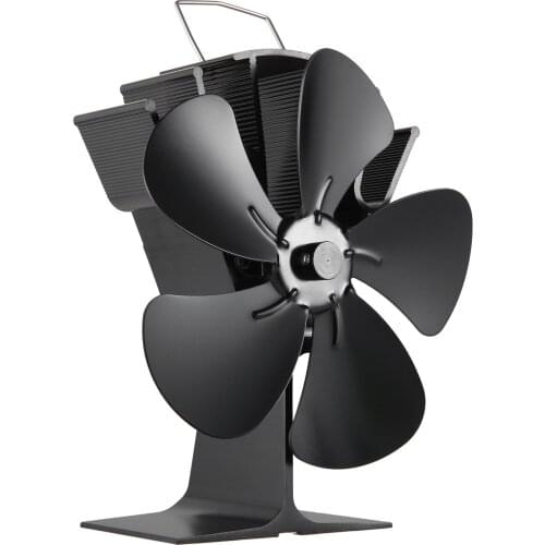 Wood Stove Fan 5-Blade Heat Powered Log Burner Increases 80% More Warm Air Than 2 Blade Eco-Friendly with Stove Thermometer