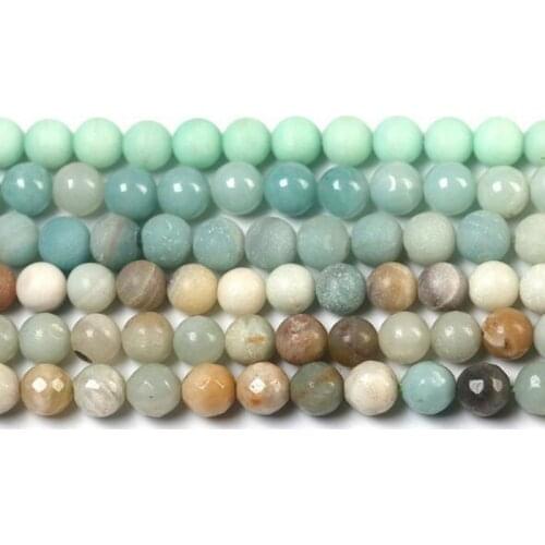 High Quality Natural Amazonite Stone 4/6/8/10/12mm Necklace Bracelet Jewelry Gems Loose Beads 15 Inch wk78