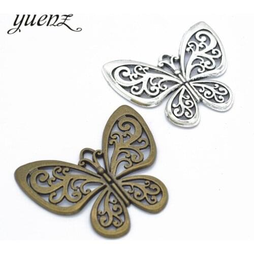 YuenZ 2pcs Big Butterfly Charms For Jewelry Making Bronze Tibetan Silver Plated Pendants Antique DIY Handmade Craft 57*51mm D228
