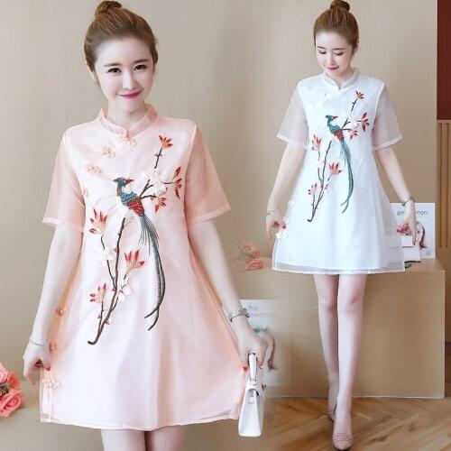 Womens summer embroidery Embroidered Dress Floral plus size L-5XL XXL XXXL 3XL XXXXL 4XL slim Casual loose blouse Cute Dresses